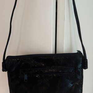 Black Leather Crossover Clutch